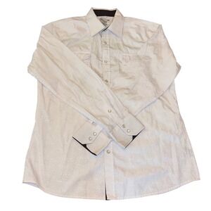 Ace of Diamond | Men's Long‎ Sleeve Large | White Paisley Western | Pearl Snap